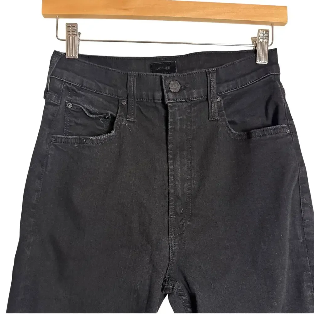 Mother High Waist Rider Ankle Kick Flare Jeans in Not Guilty Black Wash Size 26 - Picture 3 of 10